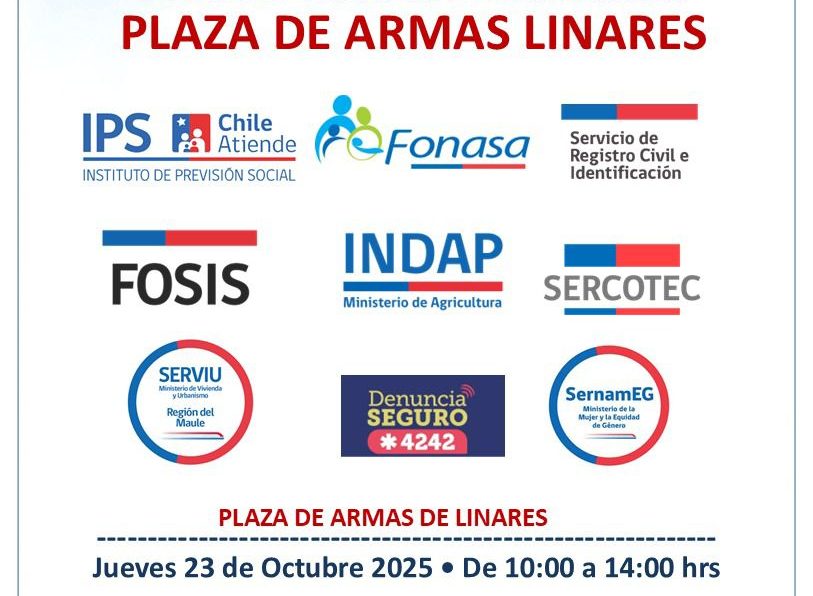 Delegación Presidencial de Linares invita a participar en nuevo Gobierno en Terreno en la Plaza de Armas de Linares